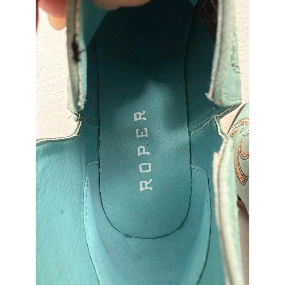 ROPER Turquoise Western Ankle Boots Women's US 9 Embroidered Cowboy Booties